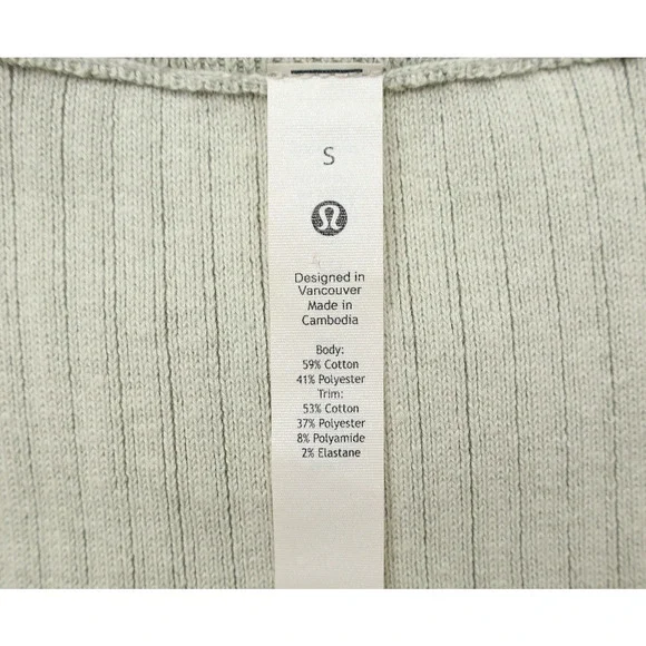 Lululemon Women's Cotton Blend Ribbed Long Sleeve Sweater Bone/Off White Sz S - Picture 5 of 8